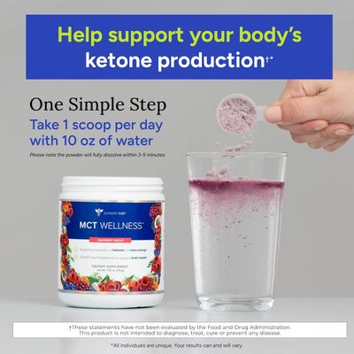 Gundry MD MCT Wellness Powder to Support Energy, Ketone Production and Brain Health, Keto Friendly, Sugar Free 30 Day Supply, Watermelon Lemonade