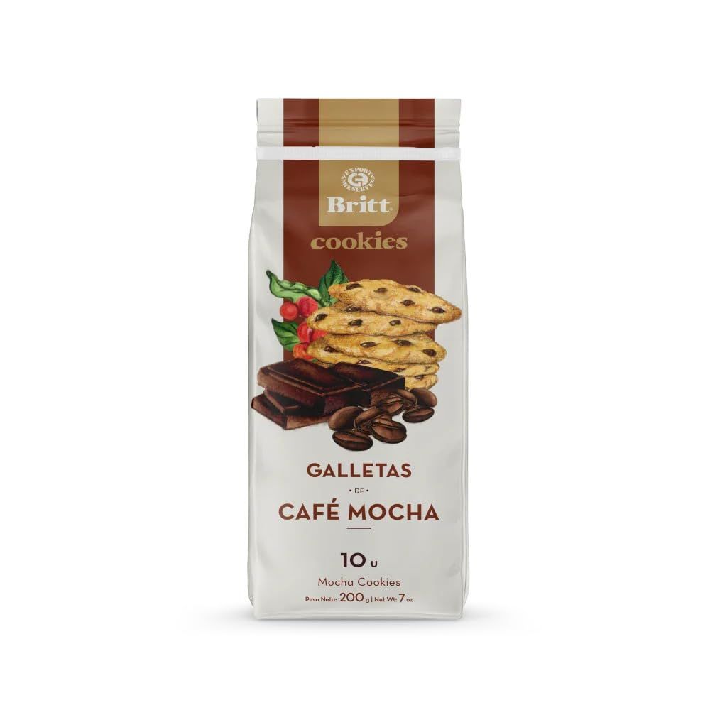 Britt Mocha Cookies - Gourmet Chocolate and Coffee Flavor, Costa Rican Snack, Coffee Dessert Treat, Perfect for Gifting and Sharing - 7 oz 200 g 1 Pack
