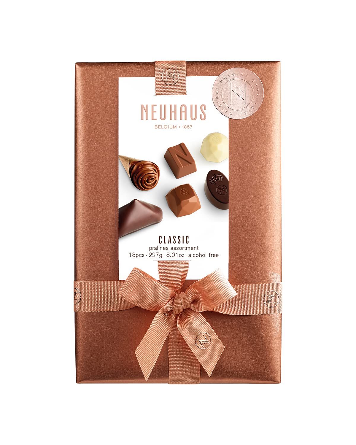 Neuhaus Belgian Chocolate Classic Ballotin 12 lb Assorted Chocolates - 18 Pieces Assorted Milk, White Dark Chocolate Pralines - Gift Box for Chocolate Lovers