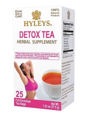 Hyleys Detox Tea for Cleanse - Black Tea with Ginger, Honey Cinnamon - 25 Tea Bags 1 Pack - Supports Digestion, Detox Bloating Relief