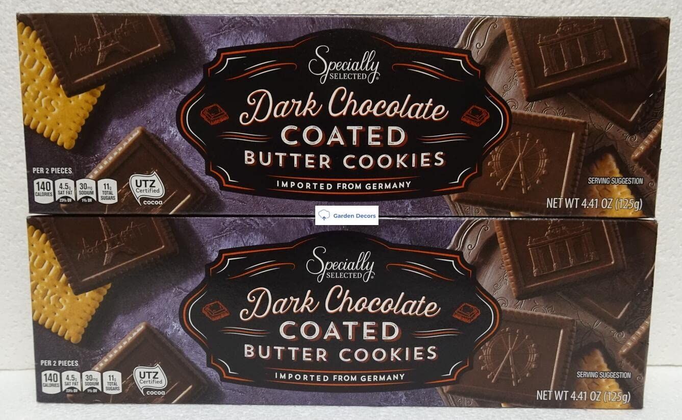 Specially Selected Butter Cookie Coated with Dark Chocolate Flavor 4.41oz 125g (Two Boxes)