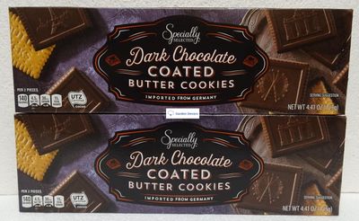 Specially Selected Butter Cookie Coated with Dark Chocolate Flavor 4.41oz 125g (Two Boxes)