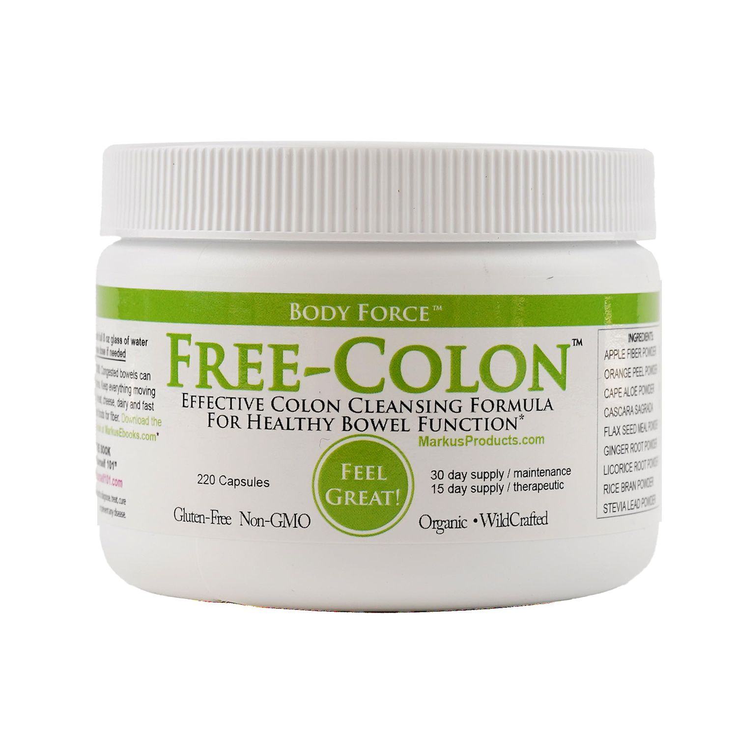 Colon Formula by Markus- Capsules - Comprehensive Formula - Fiber Rich for Toxin Removal - Aloe, Ginger, Citrus Flavonoids Cascara Sagrada - Gentle Effective Detoxification