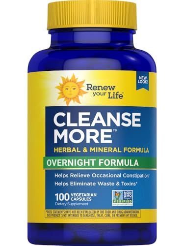 CleanseMore Overnight Formula Herbs Magnesium Gluten Free Non-GMO 100 Vegetarian Capsules