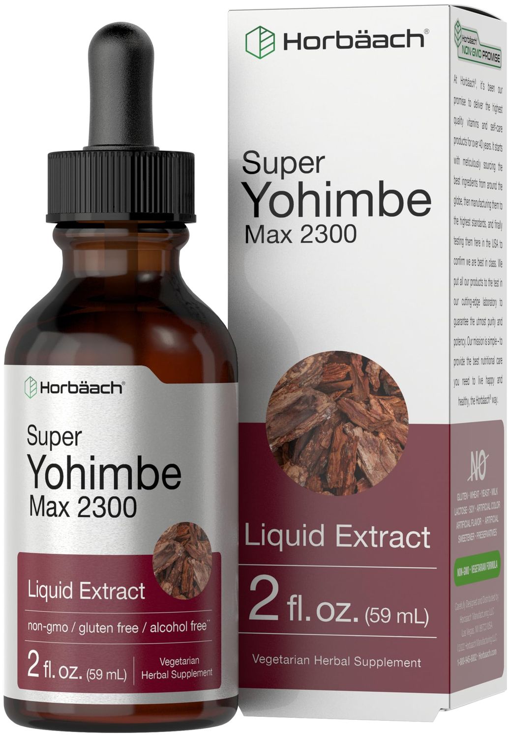 Horb ach Yohimbe Bark Liquid Extract 2 Fl Oz Supplement for Men and Women Alcohol Free Tiincture Drops Vegetarian, Non-GMO, and Gluten Free