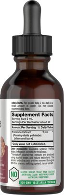 Horb ach Yohimbe Bark Liquid Extract 2 Fl Oz Supplement for Men and Women Alcohol Free Tiincture Drops Vegetarian, Non-GMO, and Gluten Free