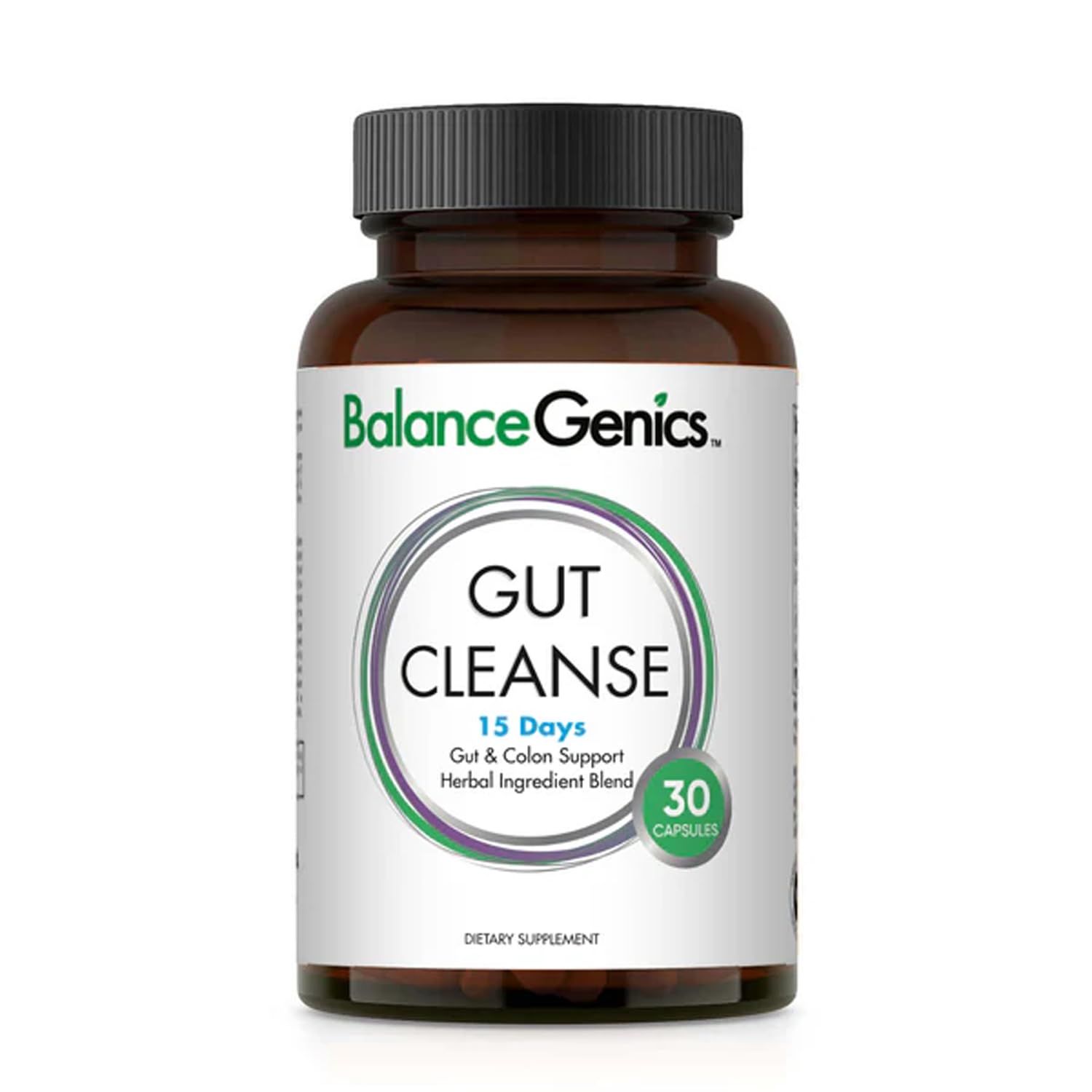 BalanceGenics 15 Day Gut Cleanse - Natural Plant-Based Colon Cleanser for Digestive Support - Daily Gut Health Supplement for Men Women -30 Capsules