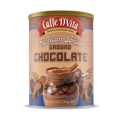Caffe DVita Mexican Spiced Ground Chocolate, Mexican Chocolate Drink, Spiced Coffee, Gluten Free, Low Fat, No Cholesterol, No Hydrogenated Oils, No Trans Fat, Kosher-Dairy, Mexican Coffee - 3 Lb Can