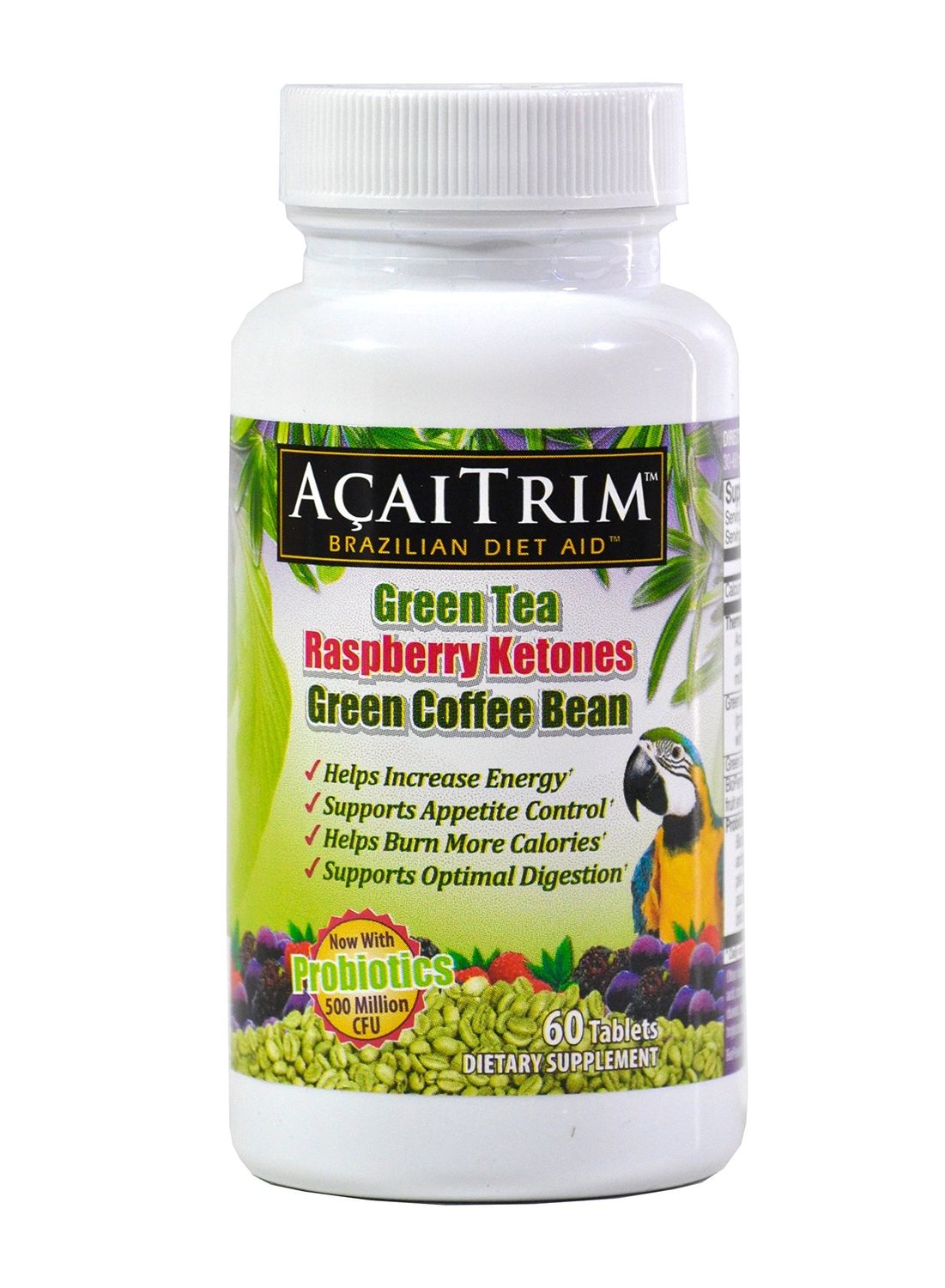 AcaiTrim- Weight Loss Supplement- Green Tea Extract, Green Coffee Bean Extract, Raspberry Ketones, Acai, Probiotics - Supports Metabolism Energy for Men Women- 60 Acai Berry Capsules