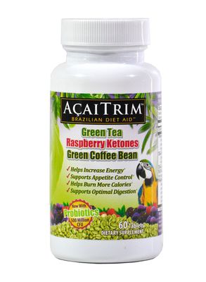 AcaiTrim- Weight Loss Supplement- Green Tea Extract, Green Coffee Bean Extract, Raspberry Ketones, Acai, Probiotics - Supports Metabolism Energy for Men Women- 60 Acai Berry Capsules