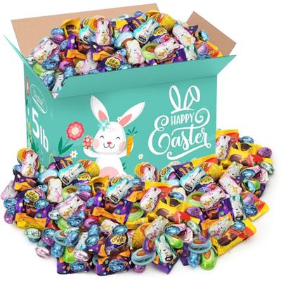 Easter Chocolate Variety Pack, 5lb Pack of Easter Candy Bulk Individually Wrapped, Festive Pastel Candy for Egg Hunt and Basket Stuffers