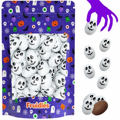 Fruidles Halloween Skulls, Double Crisp, Trick-Or-Treat Party Bag Fillers, Individually Wrapped in Multi-color Skull Design Foils, Kosher Certified 1 Pound
