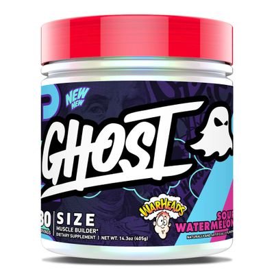 GHOST Size V3 Muscle Builder Dietary Supplement - Warheads Sour Watermelon, 30 Servings - Support Muscle Growth Strength Building for Men Women - Creatine Betaine - Free of Sugar Gluten