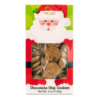 100 North Oh Sugar Sweets Delicious Mini Chocolate Chip Cookies in 5 Ounce Giftable Festive Christmas Box, Santa Claus