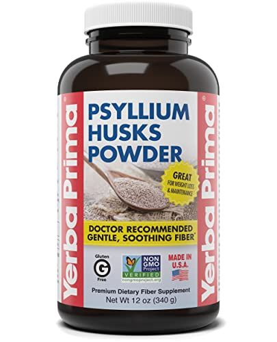 Yerba Prima Psyllium Husks Fiber Powder, 12 Ounce - Natural Fiber Supplement - Colon Cleanse - Gut Health - Vegan, Non-GMO, Gluten Free