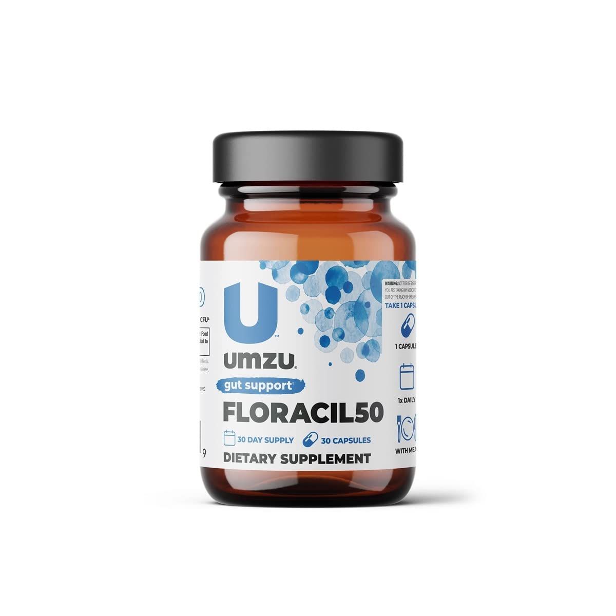 UMZU Floracil50 Probiotic for Women Men - 50 Billion CFU for Gut Health, Acidophilus, Rhamnousus, Digestion, Gut Health, Immunity, Energy - 30-Day Supply 30 Capsules