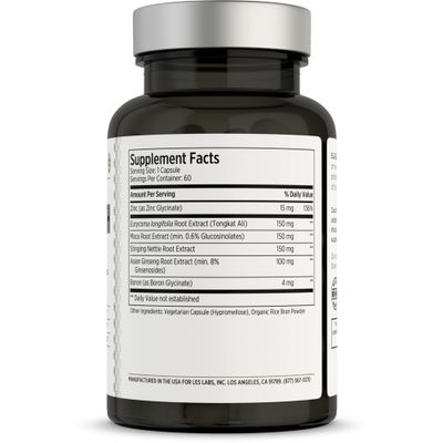 LES Labs Male Health - Enhance Hormone Production, Strength Vitality, Drive Endurance - Tongkat Ali, Ginseng, Maca Boron - Non-GMO Supplement - 60 Capsules