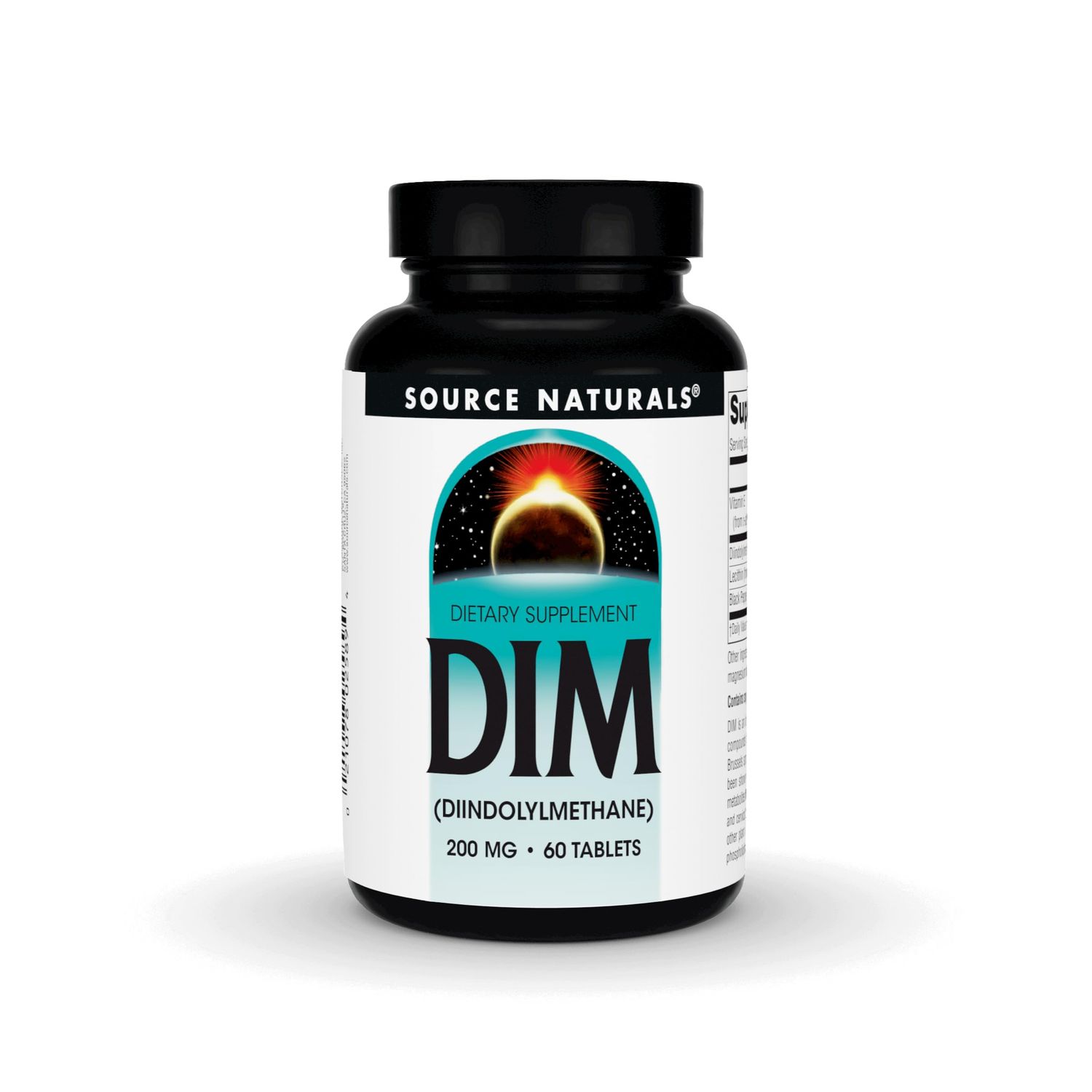 Source Naturals DIM, Diindolylmethane 200mg with BioPerine, Vitamin E More - 60 Tablets