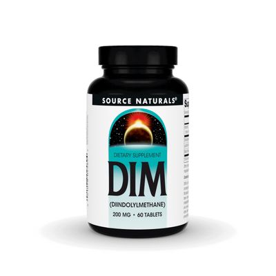 Source Naturals DIM, Diindolylmethane 200mg with BioPerine, Vitamin E More - 60 Tablets