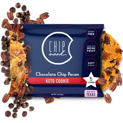ChipMonk Keto Cookies - Chocolate Chip Pecan 6 Pack Low Carb Keto Snacks - Gluten-Free, High Fat, Low Sugar, Ketogenic Sweet Snack Foods, Healthy Macro Nutrition Treats