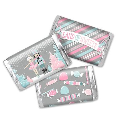 Nutcracker Land of Sweets Miniature Chocolate Candy Bar Sticker Wrappers, 45 Wrap Around Labels Sized 1.4 x 2.6 by AmandaCreation, Great for Holiday Party Favors Goodie Bags