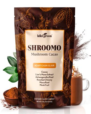Shroomo Mushroom Coffee Alternative - Master Blend of Lions Mane, Ashwagandha, Maca Root, Roasted Chicory, Monk Fruit For Mental Clarity, Energy, Focus - Cacao Hot Chocolate Drink 8 oz by KIKI Green