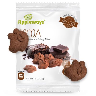 Whole Grain Cocoa Crispy Bites, All-Natural Individually Wrapped Crispy Chocolate Dark Cocoa Mini Bites, Made in USA, 108 Count, 1.0 Oz by Appleways