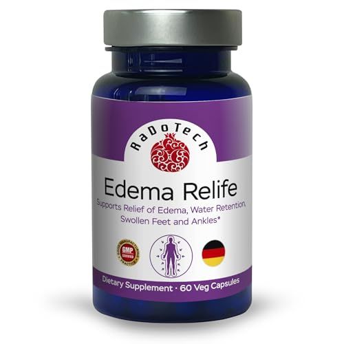 RaDoTech Edema Relife Support Relief of Edema, Water Retention, Swollen Feet and Ankles 60 Veg Capsules GMP