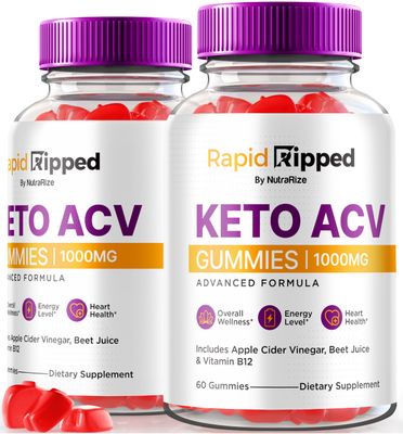NutraRize Pack of 2 Rapid Ripped Keto ACV Gummies 1000 MG, All Natural Apple Cider Vinegar Gummy Pills, Maximum Strength Vitamins, Reviews 120 Gummies