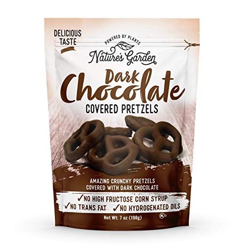 Natures Garden Dark Chocolate Covered Pretzels - No Trans Fat, Indulgent Snack, Dark Chocolate Pretzels - 7 Oz Bag Pack of 1