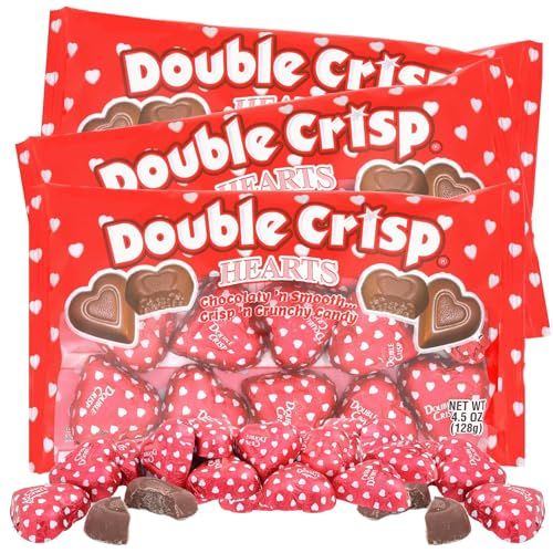 Needzo Chocolate Hearts, Individually Wrapped Candy Bulk Love Treats, Anniversary Chocolates Pack of 3 4.5 Ounces Each Double Crisp