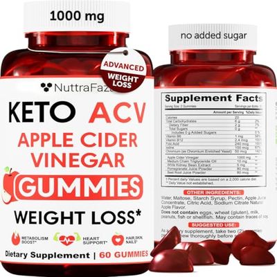 Keto ACV Gummies Advanced Weight Loss - ACV Keto Gummies for Weight Loss for Women and Men - Keto Gummies Supplement - Detox Cleanse, Digestion - Apple Cider Vinegar - Apple Flavor