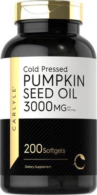 Carlyle Pumpkin Seed Oil 3000mg 200 Softgel Capsules Non-GMO and Gluten Free Formula Cold Pressed Dietary Supplement