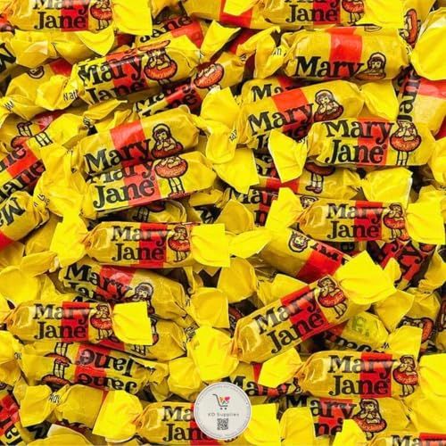 Mary Jane Bite Size Bulk Candy - Nostalgic Fun Size Taffy Bars Made With Real Molasses and Peanut Butter 1 Pound