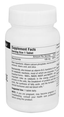 Source Naturals Niacinamide Vitamin B-3 100mg, 250 Tablets Pack of 3