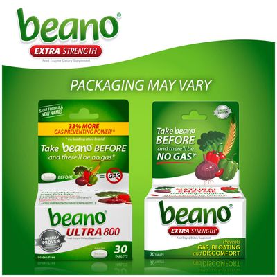 Beano Ultra 800 Gas Prevention, Food Enzyme Dietary Supplement, Help Digest Gas-Causing Foods, 30 Tablets