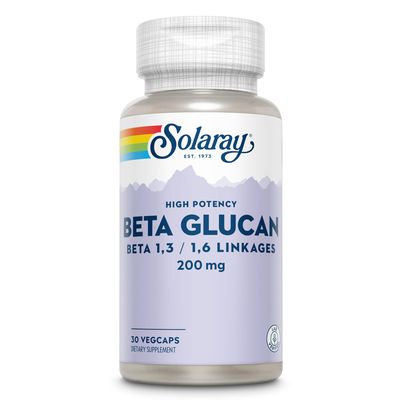 SOLARAY Beta Glucan Supplements - Immune Support - Heart and Digestive Support with Beta Glucan Fiber from Bakers Yeast - High Potency, 60-Day Guarantee - 30 Servings, 30 VegCaps