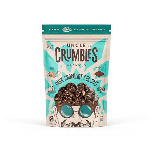 Uncle Crumbles Granola, Gluten Free, Dairy Free, Non-GMO Project Verified, Kosher, 12g of Whole Grains Per Serving, Dark Chocolate Sea Salt, 11oz Pack of 1