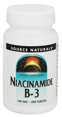Source Naturals Niacinamide Vitamin B-3 100mg, 250 Tablets Pack of 3
