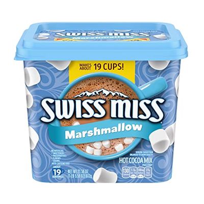Swiss Miss Hot Cocoa Drink Mix, Milk Chocolate with Marshmallows, 21.59 oz Easy-Grip Canister