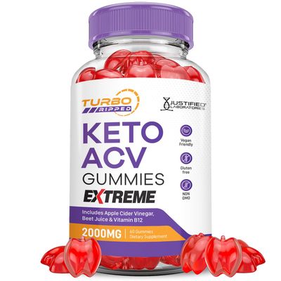 Turbo Ripped Keto ACV Gummies Extreme 2000MG Turbo Ripped Keto Gummies Apple Cider Vinegar Formulated with Pomegranate Beet Juice Powder B12 Vegan Non GMO 60 Gummys