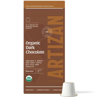 Artizan Coffee USDA Organic Espresso Coffee Capsules For Nespresso Original Dark Chocolate Flavored 40 Compatible Compostable Pods