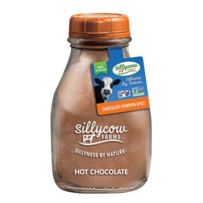 Silly Cow Farms Hot Chocolate Pumpkin Spice Mix Rich Cocoa Powder Gluten-Free, Non-GMO, Dairy-Free Indulgence with Pumpkin Spice Flavor 16.9 Oz Reusable Glass Bottle Pack of 1