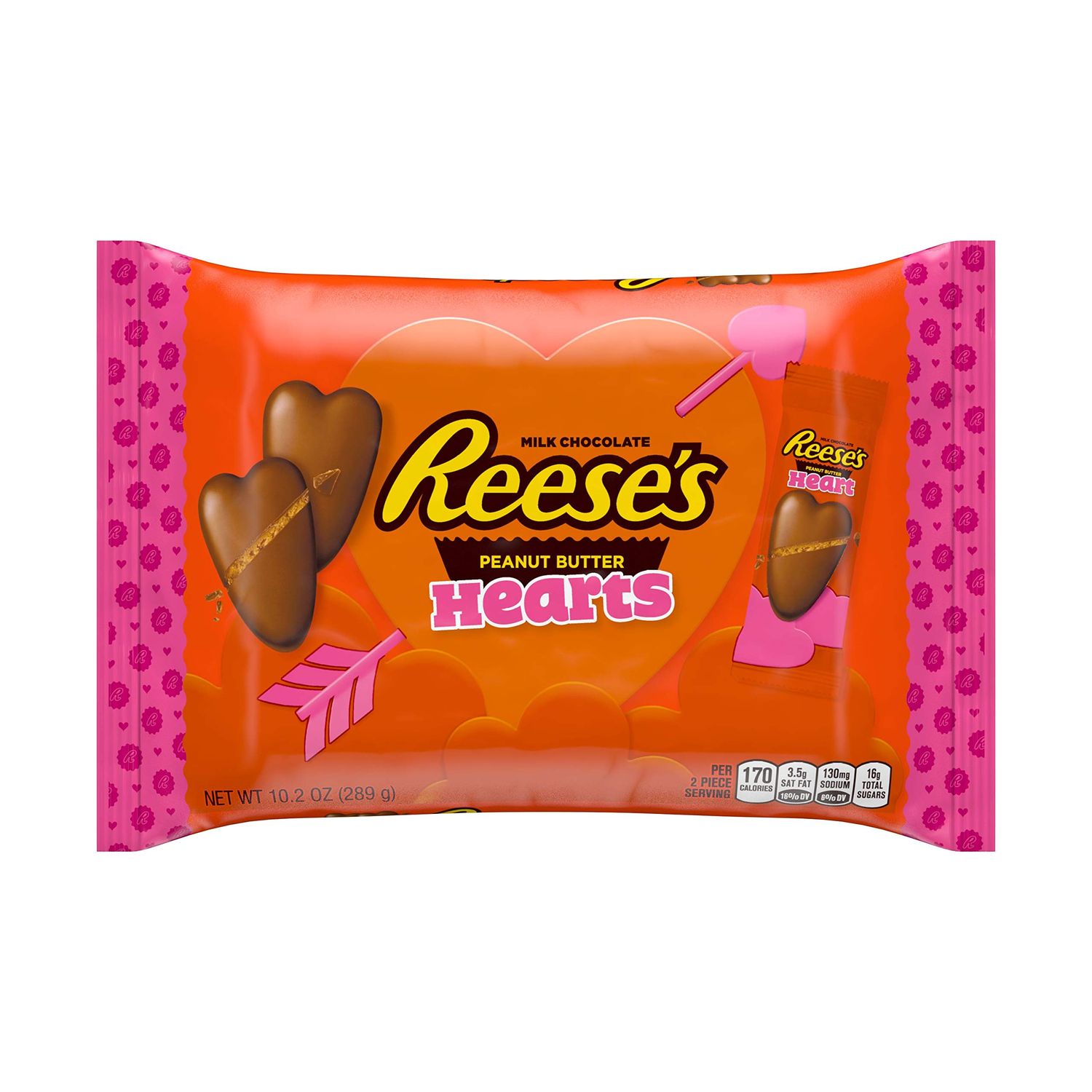 REESE&#39;S Milk Chocolate Peanut Butter Hearts Candy, Valentine&#39;s Day Candy, 10.2 Oz. Bag