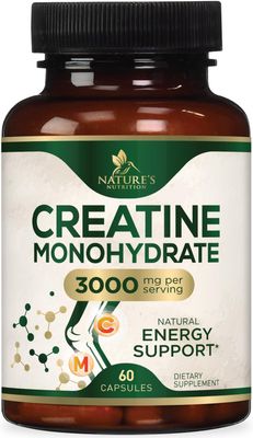 Creatine Monohydrate Capsules 3,000mg Micronized Creatine Supplement Support for Lean Muscle Strength Endurance, Creatine Pills for Women Men, Unflavored Tablets Non-GMO Gluten Free - 60 Capsules