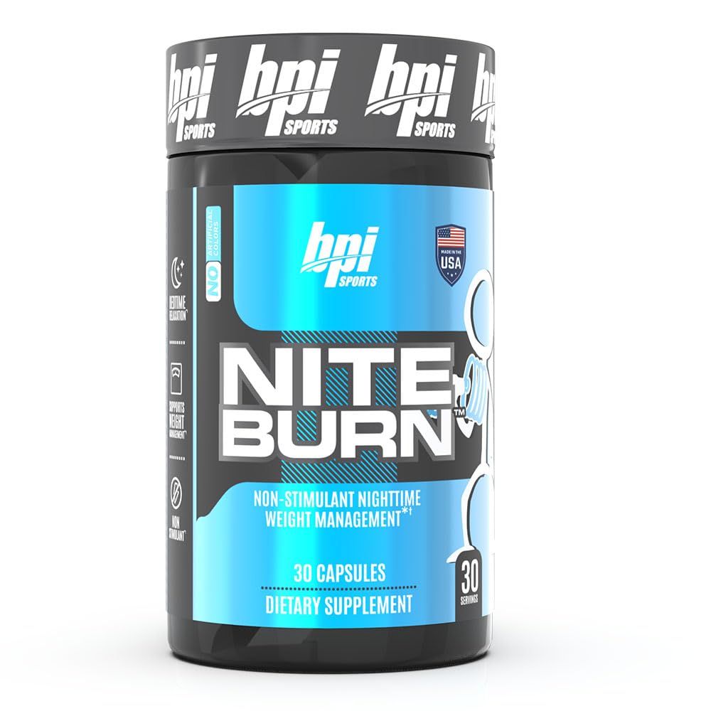 BPI Sports Nite burn - Nighttime Fat Burner Sleep Support - Keto-Friendly - Weight Loss, Burn Fat, Relaxation, Boost Metabolism - 30 servings - 640mg, Capsule
