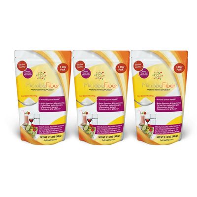 MicrobeFiber Prebiotic Soluble Fiber - Reset Gut Microbes Get Gut Healthy - 3-Day Travel Pack