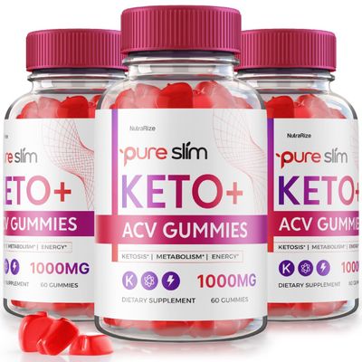 NutraRize Pack of 3 Pure Slim Keto ACV Gummies Advanced Weight Loss, Maximum Strength Supplement 180 Gummies