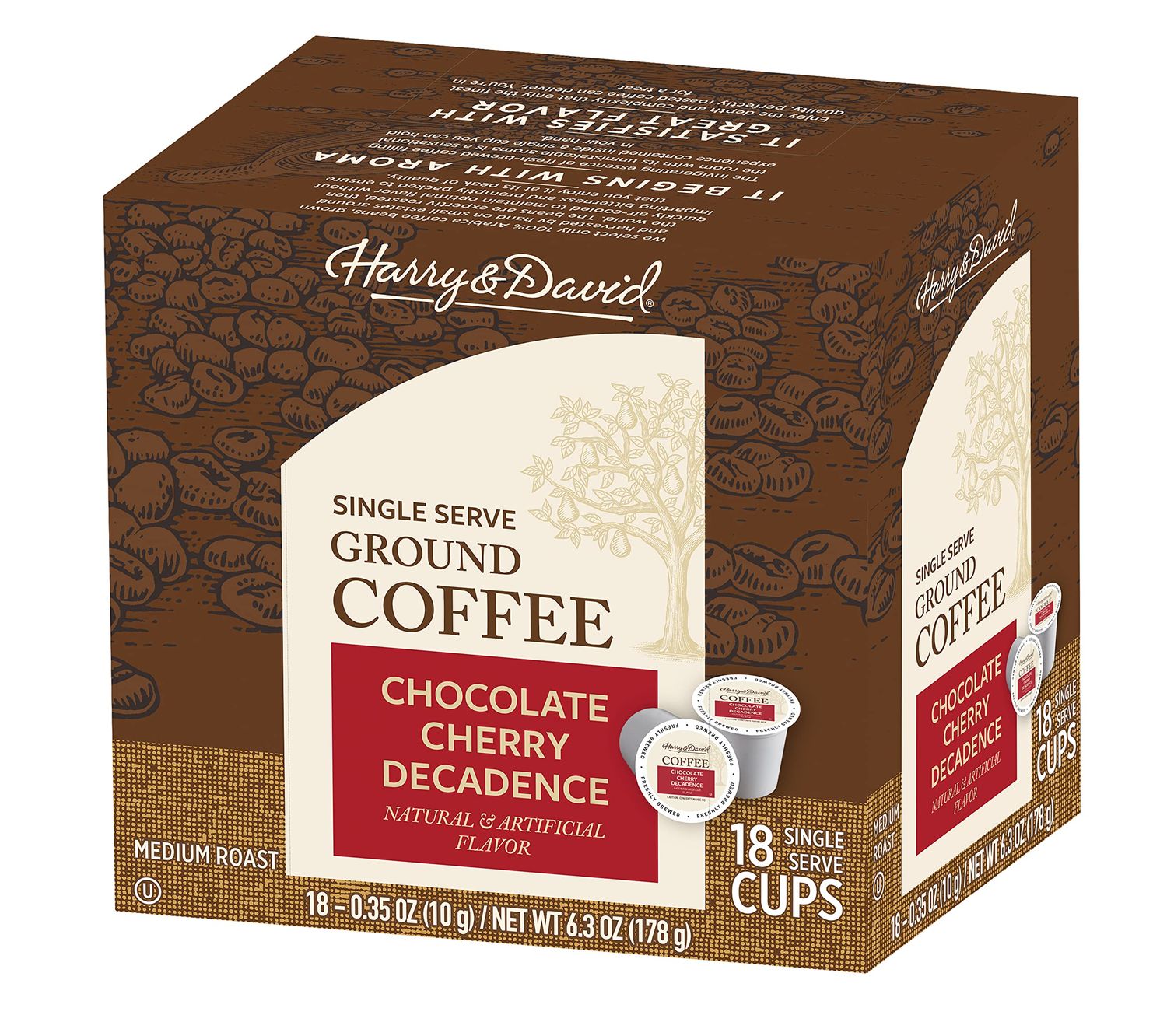 Harry David Single Serve Coffee, Chocolate Cherry Decadence, 18 count box