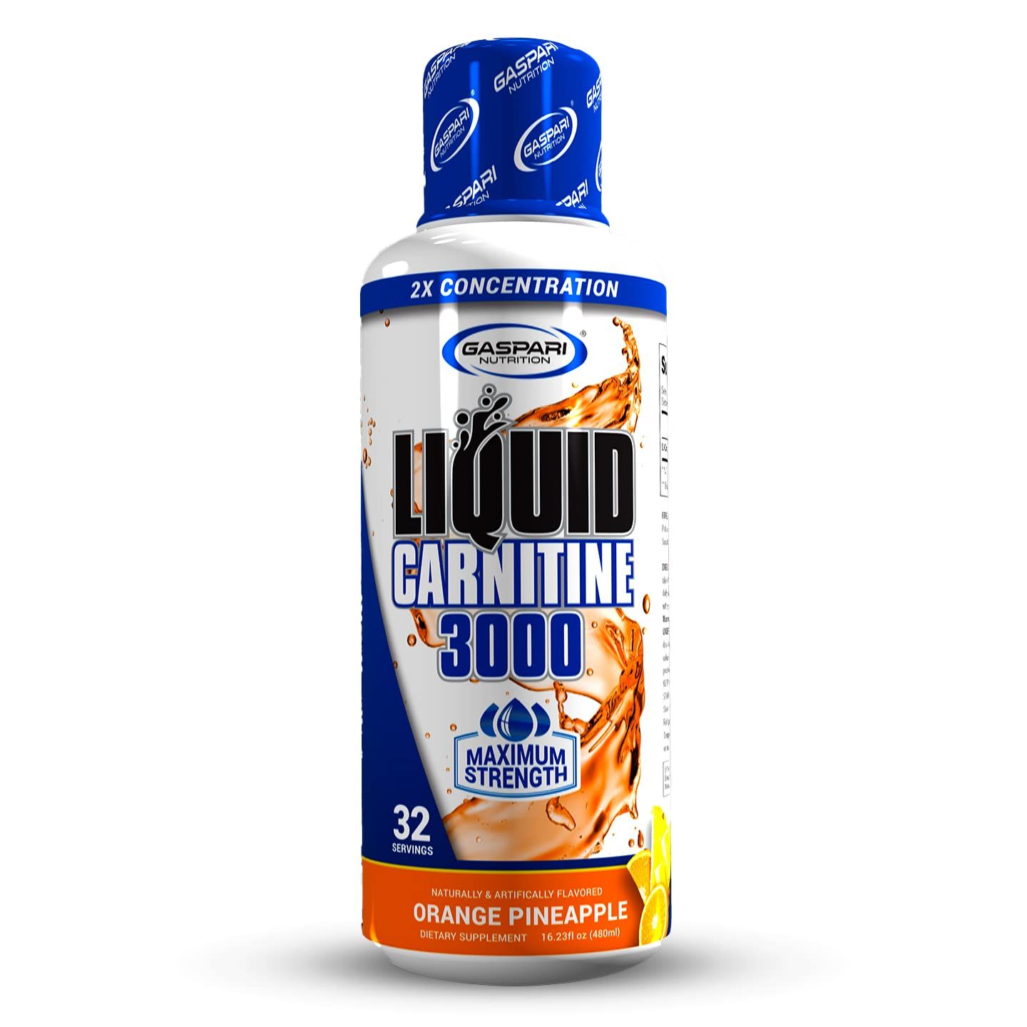 Gaspari Nutrition Liquid L-Carnitine 3000, Stimulant Free, Increased Metabolism, Enhanced Energy, Non GMO, Gluten Free, BPA Free 32 Servings, Orange Pineapple